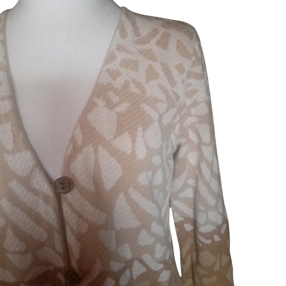 Pendleton Women's Button Front Cardigan Abstract Knit Cotton Linen Blend Medium - Picture 5 of 9